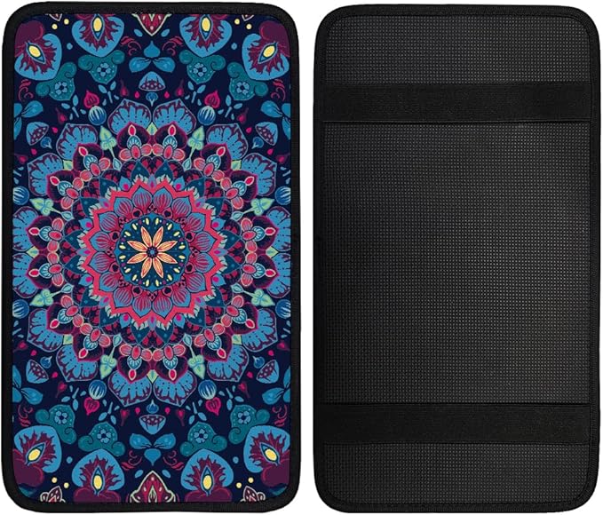 1pc Center Console Armrest Cover Pad 12.6x7.5 inch Lotus Neoprene Car Armrest Cushion Waterproof Armrests Seat Box Cover Protector for Universal Cars Vehicles SUVs