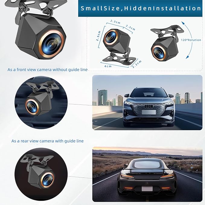 Car Backup Camera, 720P AHD/CVBS Dual Format with CCD Sensor, 170° Ultra Wide Angle Fisheye Lens, 0.01 lux Night Vision, IP68K Waterproof & Dustproof, for Truck SUV RV Van (720P)