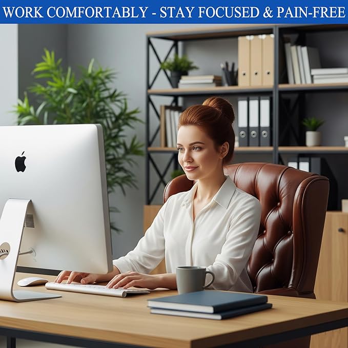 Ergonomic Seat Cushion for Office Chair &Car-Advanced Memory Foam Coccyx Pillow for Tailbone,Sciatica &Lower Back Pain Relief-Non-Slip Desk Chair Pad for Long Sitting,Posture Support-Black