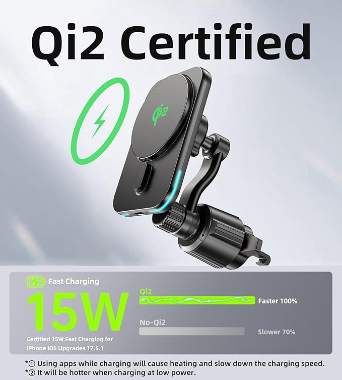 Mukiya for MagSafe Car Charger Mount, Qi2-Certified 15W Magnetic Wireless Car Charger Air Vent，Car Phone Holder Mount for iPhone 17/16/1514/13/12 Series, Pixel 10 Series, Galaxy S25 Series