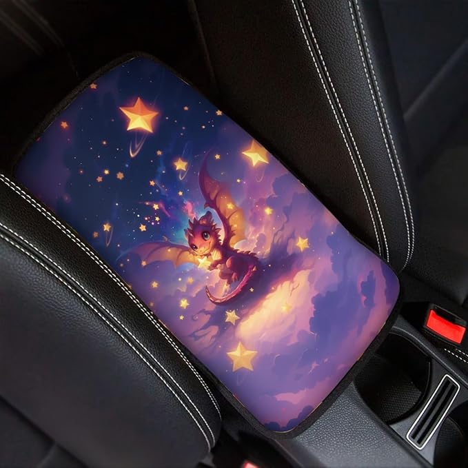 Star Dragon Car Armrest Storage Box Mat Car Center Console Cover Car Armrest Seat Box Cover Universal Fit for Most Vehicle, SUV, Truck Car Decors