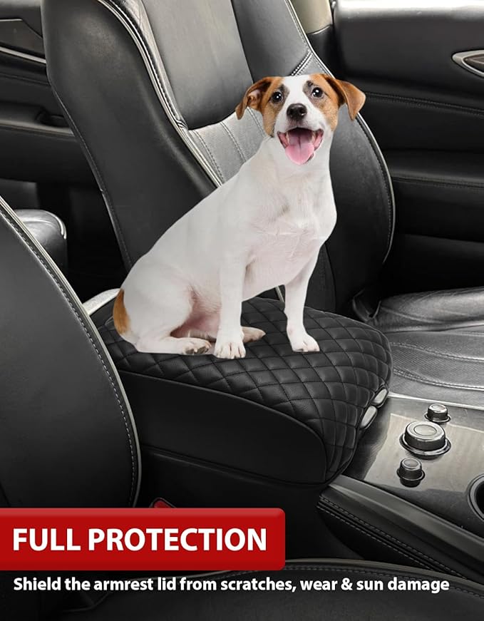 KBH Center Console Cover for 2013-2020 Infiniti QX60 & JX35, Nissan Pathfinder Accessories, Vinyl Leather Trim, Armrest Full Protector Arm Rest Cushion Pad, Anti-Scratch, Black