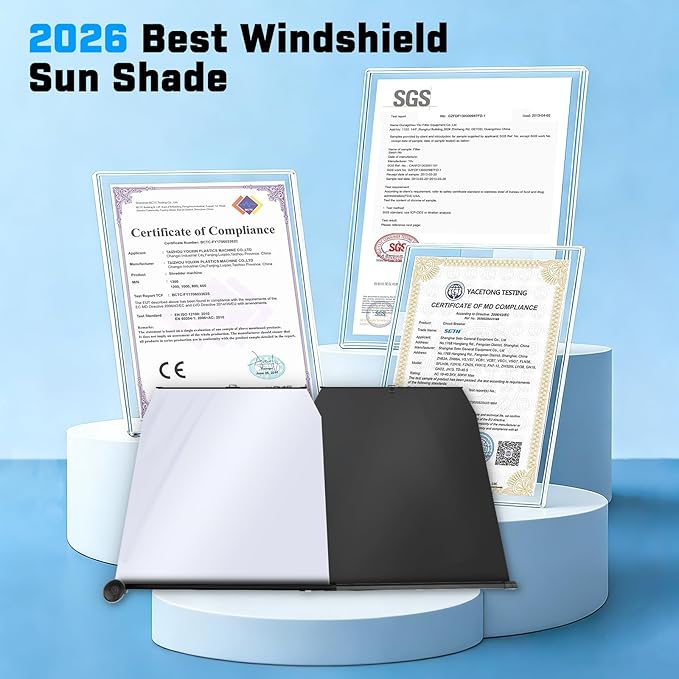 KUST Upgraded 2 Pack Retractable Automotive Sunshade Car Window Sunshades, Adjustable Auto Thickened Sunshade, Car Accessories for All Season, Black and Silver, Blocks UV Rays