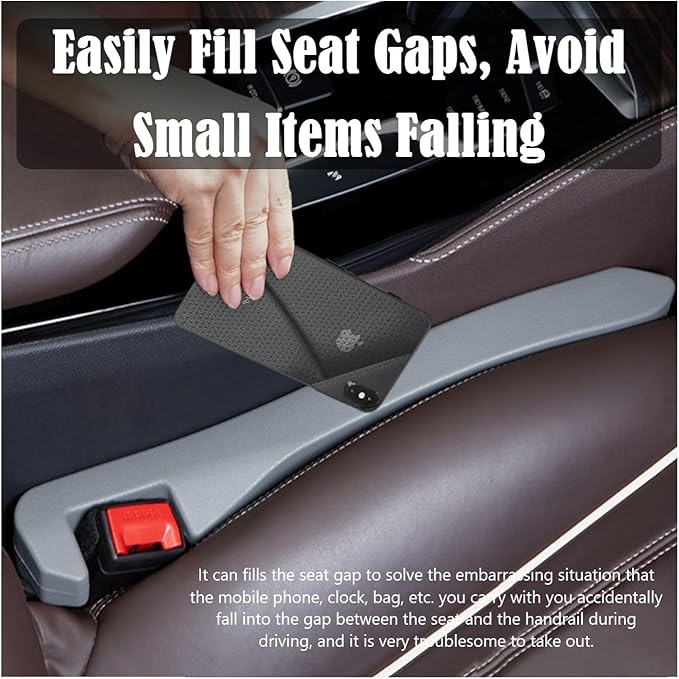Car Seat Gap Filler 2 Pack, Universal Organizer for Car SUV Truck to Fill The Space Between Seat and Console, Car Seat Blocker and Catcher Prevent Things from Dropping, Easy to Install (Grey)