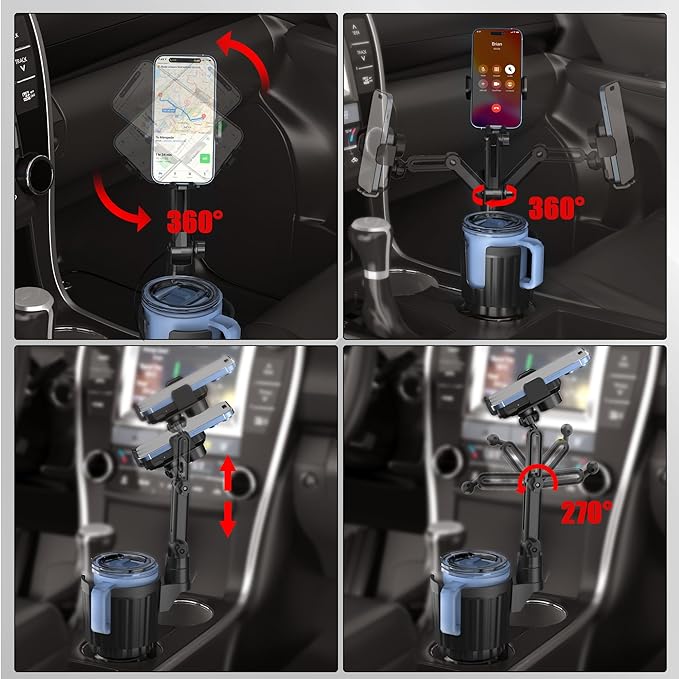 Wireless Car Charger Phone Mount Cup Holder, 3 in 1 15W Fast Charging Auto Clamping Cup Holder Expander for Car, Phone Holders for Your Car CupHolder Wireless Charger Compatible for All Smartphones