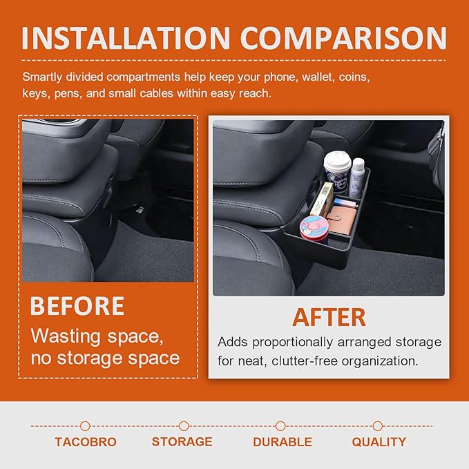 TACOBRO Center Console Hanging Organizer Box Compatible with 2019-2025 2026 Chevy Silverado/GMC Sierra 1500 and 2020-2026 Silverado/Sierra 2500HD 3500HD Accessories, Split Bench Seat ONLY