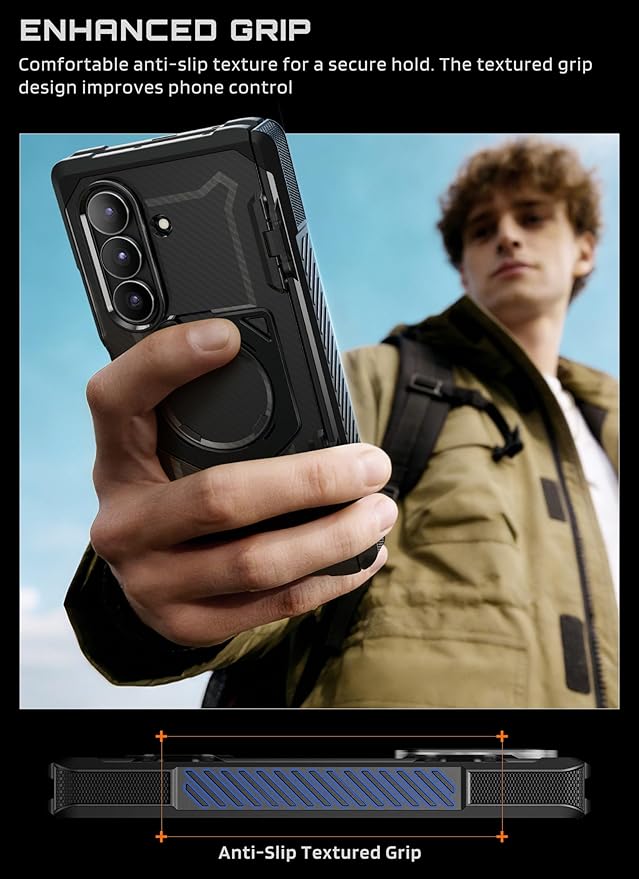 SUPCASE for Samsung Galaxy Z TriFold Case with 2 Tempered Glass Screen Protectors (UB Grip), [Compatible with MagSafe] [Built-in Kickstand] [Hinge Coverage] Military-Grade Protection Phone Case, Black