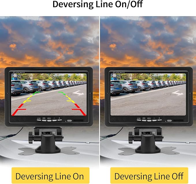 Hodozzy Dual Backup Camera Monitor System for RVs,-7 Inch LCD Screen with 2 Cameras, IP68 Waterproof, 18IR Night Vision, Rear View Camera 4-Pin Cable for Car, Truck/Trailer/Bus/Van/Caravan (12V-24V)