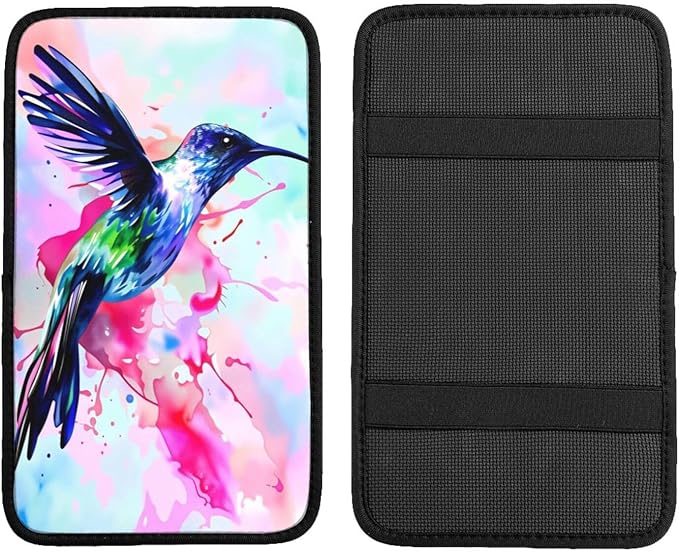Hummingbird Car Handrail Box Cushion Armrest Cover Auto Center Console Pad Car Decor 12.6X7.5 in