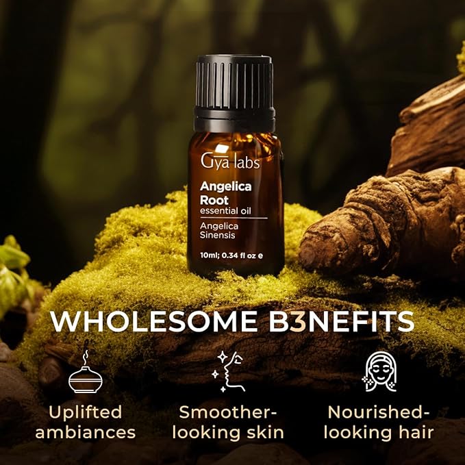 100% Pure Angelica Root Essential Oil - 0.34 Fl Oz - Angelica Root Oil for Hair, Skin, Diffuser, Aromatherapy & DIY Candle Making Scent