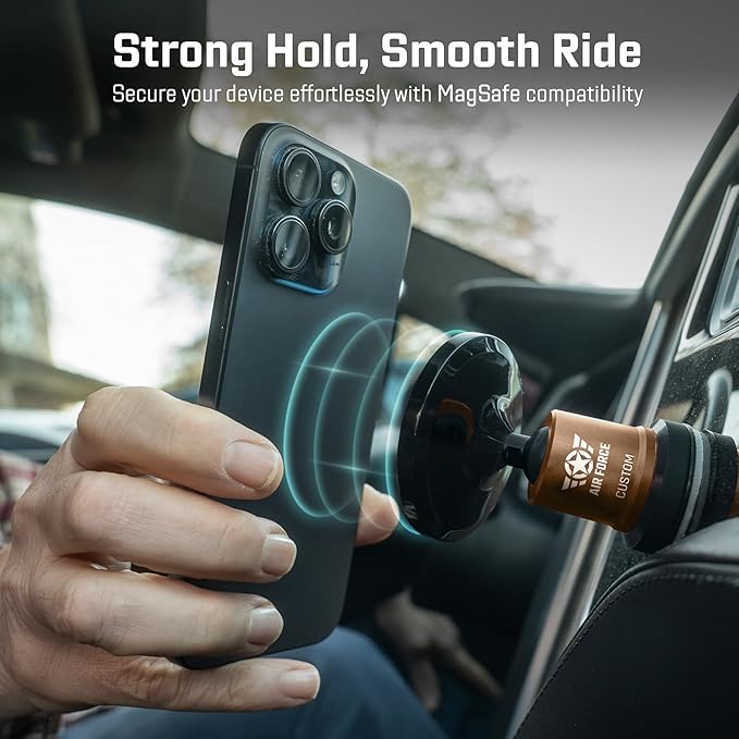 Mob Armor MobNetic Maxx MS - Customized MagSafe Compatible Magnetic Phone Holder for Car, Personalized Phone Mount Made w/Heavy Duty Aluminum Metal, Works w/iPhones & Androids - Bronze