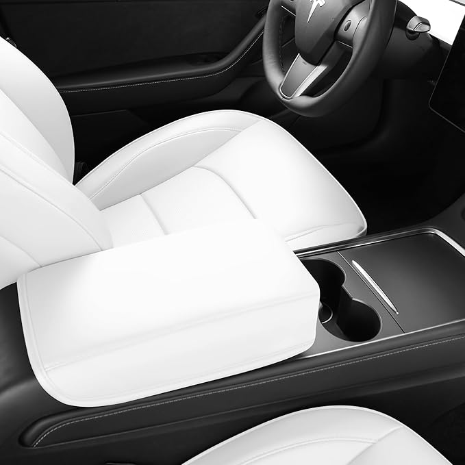 White Car Seat Cover for Tesla Model 3 2017 2018 2019 2020 2021 2022 2023 Waterproof Nappa Leather Seat Cover Full Set(White-Model 3)
