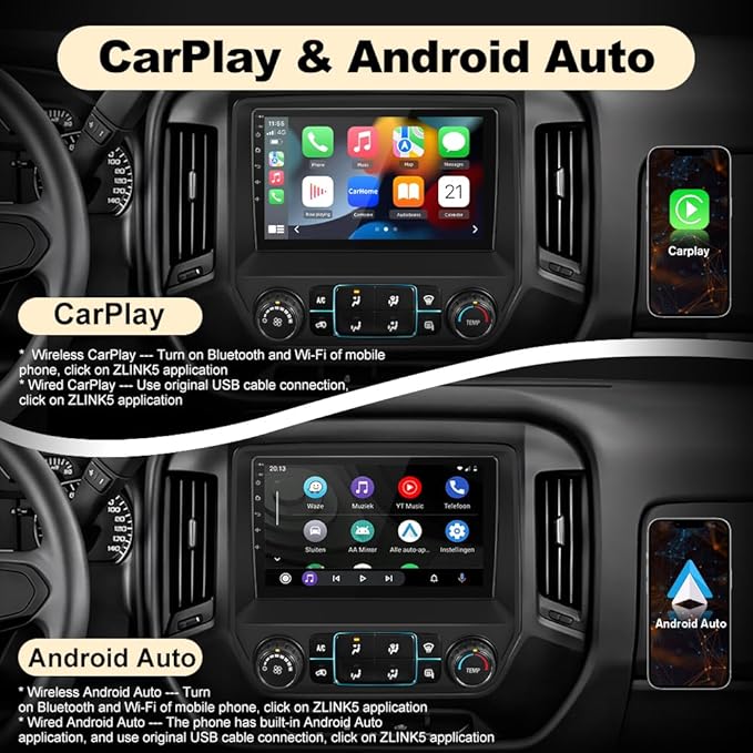 8Core 64GB ROM Car Radio for Chevy Silverado GMC Sierra 2014-2018, Android 13 10.1" Stereo with Wireless CarPlay Android Auto BT GPS SWC Backup Camera 4GB RAM + 64GB ROM