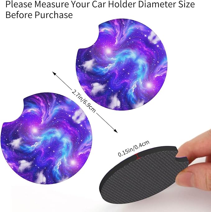 Starry Sky Steering Wheel Cover - Universe Steering Wheel Cover Anti-Slip Breathable Universal for 15 Inch Car with 2 Pieces Car Coasters Suitable for Men Women