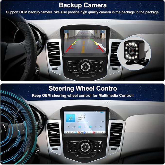 QLED Radio for Chevy Chevrolet Cruze 2009-2015 and 2016 Limited Upgrade,Touch Screen Stereo Replacement,Wireless carplay Android auto,4G LTE Network,Free Camera
