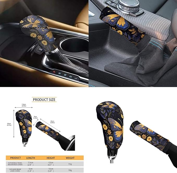 Butterfly Car Decor Set for Women Butterfly Car Steering Wheel Cover Sets Cars Interior Decor Cup Coaster Handbrake Cover Suit for Most Cars Truck Vans SUV