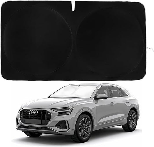 Windshield Sun Shade -Certified 99.87% UVB & 99.02% UVA Car Sun Shade. Award Winning Sunshade - Patented Technology | Compatible for Audi Q8 E-Tron 2019-2025 | Car Shades by Kinder Fluff