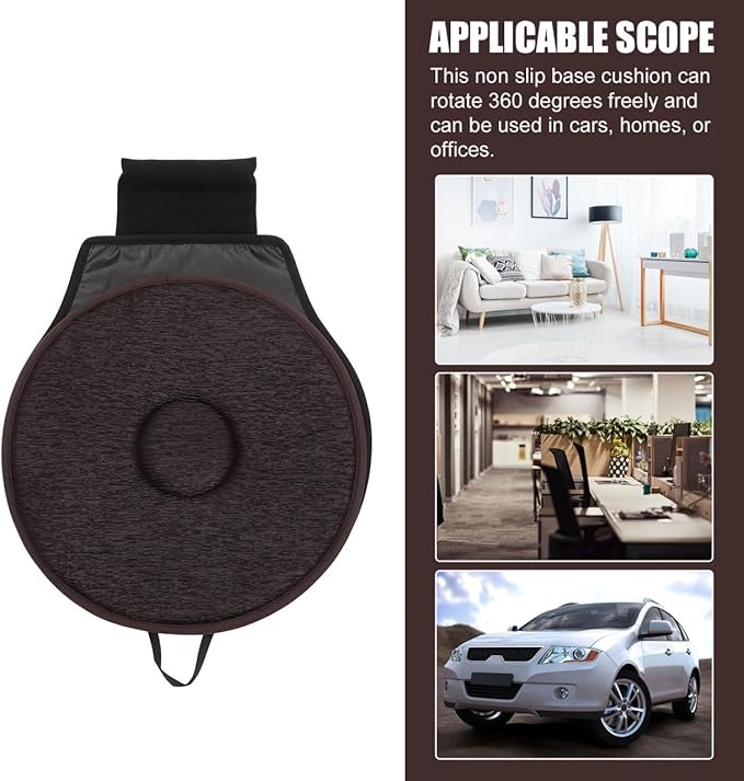 360 Degree Rotating Seat Cushion for Car with Anti-Slip Base Lightweight Breathable Pad for Elderly Pregnant Women Portable Swivel Cushion for Home Office Travel