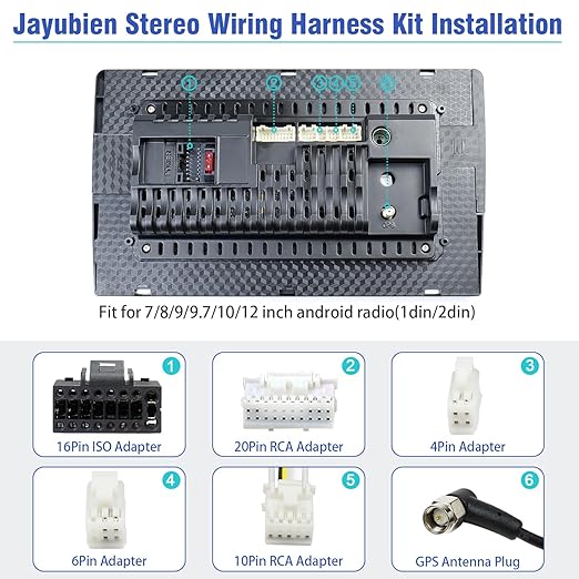 Radio Wiring Harness Kit 16Pin ISO Android Car Stereo Wire Harness with Butt Connectors 10Pin 20Pin RCA Adapter GPS Antenna Cable 4Pin/6Pin USB Cord