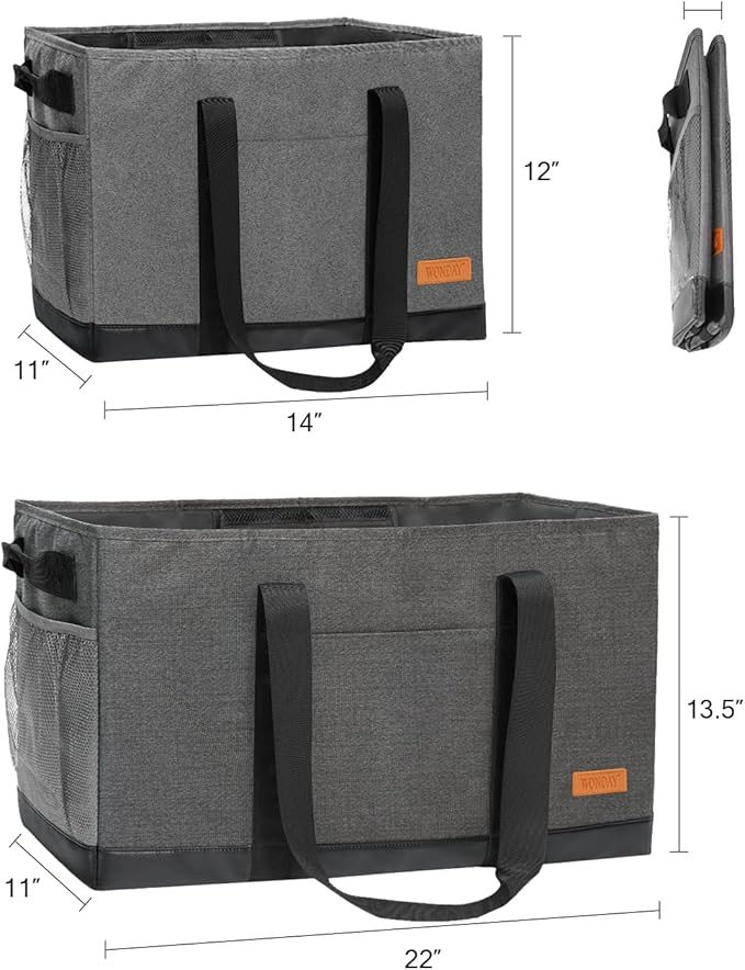 WONDAY Extra Large Utility Tote Bag - Standing Reusable Grocery Bag with Handle