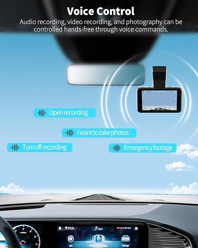 AZDOME 4K Dash Cam Front and Rear 1080P, Free 64GB Card Included, 5.8GHz WiFi Dual Dash Camera for Cars, 3" IPS Screen Dashcam, Car Camera with G-Sensor, 170°Wide Angle,24H Parking Mode Voice Control