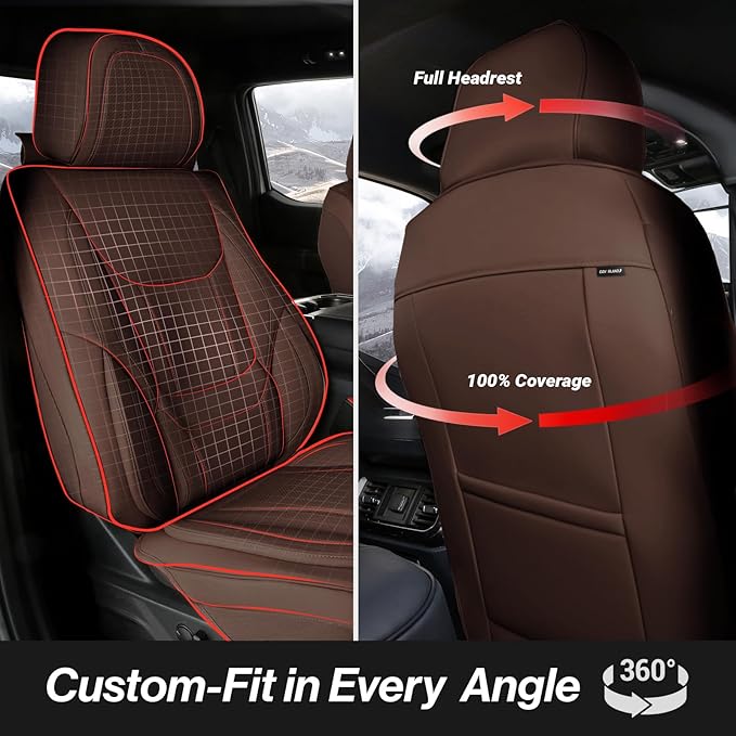Coverland Custom Fit Car Seat Covers for SUV Compatible with [2015-2026 Porsche Macan] PPremium Car Seat Cover Water Resistant Leather Non-Slip Interior Protectorr [Full Set Dark Brown - Chart X68]