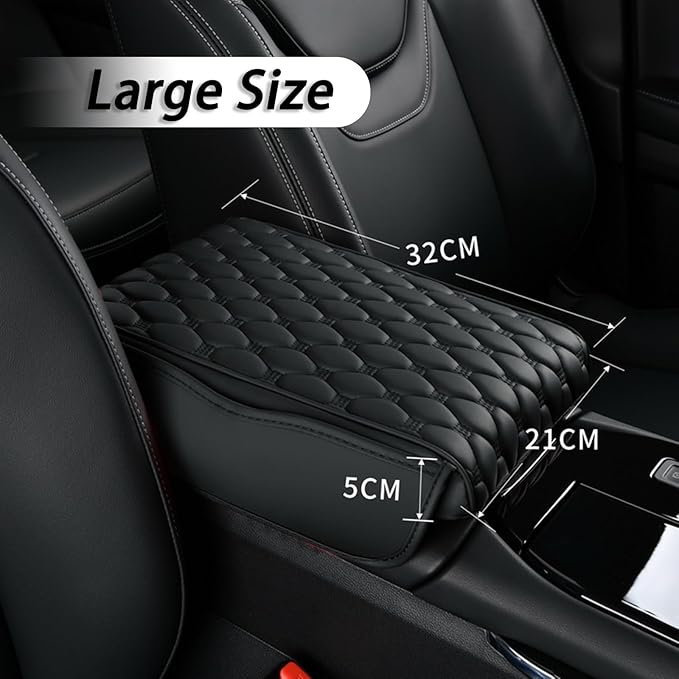 Car Center Console Cover for VW Jetta VI 2011-2013 2014 2015 2016 2017 2018, Thick Armrest Cushion Pad with Side Storage Pockets, Center Console Protector, Arm Rest Cover for Cars, SUVs & Trucks