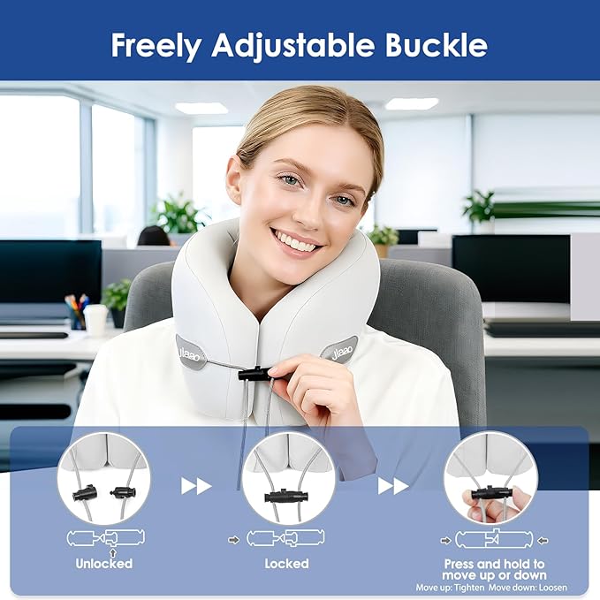 jiaao Travel Pillow Memory Foam Neck Support, Comfortable Airplane Neck Pillow with Adjustable Drawstring for Planes, Cars, Trains, and Long Journeys