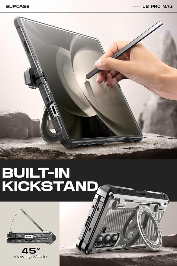 SUPCASE for Z Fold 6 Case with S Pen Holder [UB Pro Mag] [Compatible with MagSafe] [Military Grade Protection] [Built-in Screen Protector & Magnetic Ring Holder] Rugged Shockproof Phone Case, Tigray