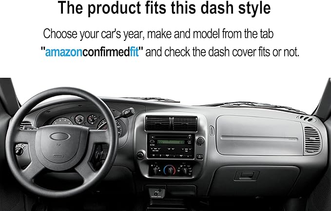 Dash Cover Mat Custom Fit for Ford F150 F250 Expedition F150 Heritage 1997 1998 1999 2000 2001 2002 2003 w/o Climate Sensor w/o Light Sensor, Dashboard Cap Pad Carpet Protector (97-03 dark gray)J61