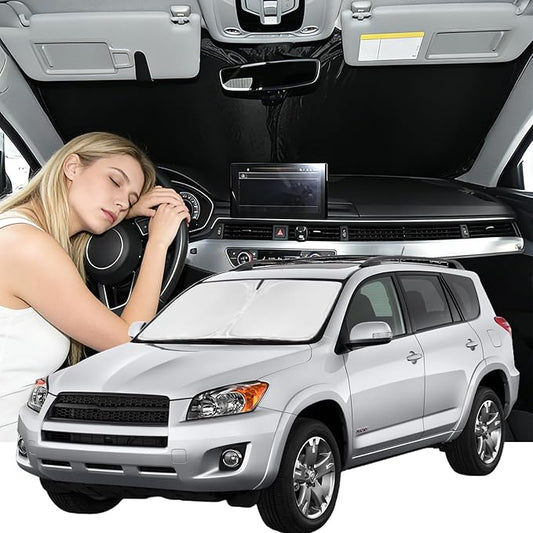 Windshield Sunshade for Toyota RAV4 2006-2012 Sun Shade Car Windshield Accessories Upgrade 4 Layers Blocks UV Rays Custom Fit RAV4 240T Car Window Shades Front Windshield Keep Cool Foldable
