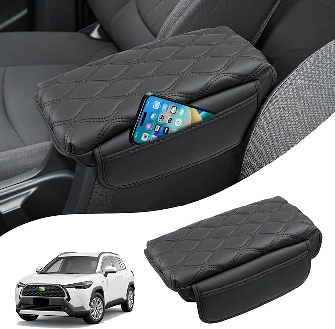 Autorder Center Console Cover for Toyota Corolla Cross 2022-2025 Accessories Armrest Cushion Cover Nappa Leather Middle Console Covers Sportage Console Cushion Pad Anti-Scratch