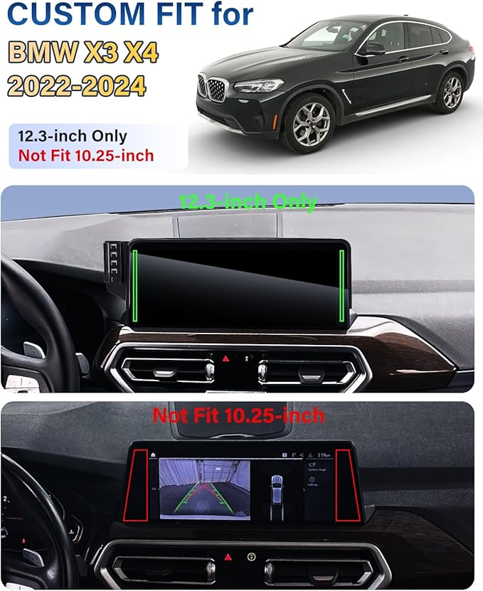 Car Phone Holder for BMW X3 X4 2022-2024 Accessories 12.3-Inch Screen Fixed Clip, Automobile Cradles Magnetic Phone Mount Compatible with MagSafe, Strong Magnets Cell Phone Base(Not Fit 10.25-inch)