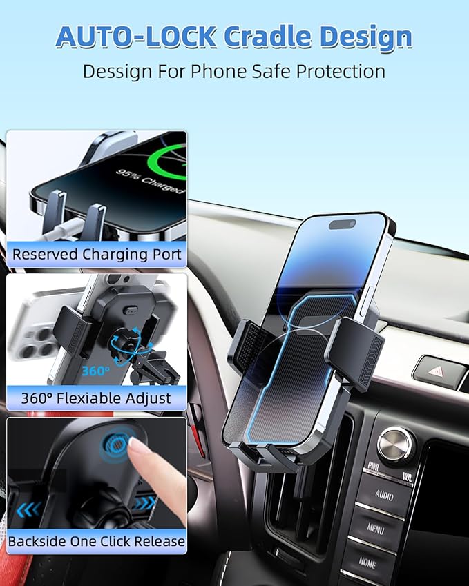 PZK Car Phone Mount for Toyota Camry 2007 2008 2009 2010 2011 Accessories Custom Air Vent Car Phone Holder Auto Lock Hands Free 360° Rotation Cell Phone Automobile Cradles