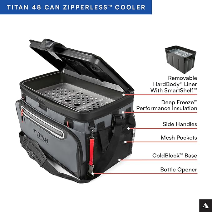Titan by Arctic Zone Deep Freeze Cooler - Zipperless Hardbody Cooler - Deep Freeze Insulation, HardBody Liner, and SmartShelf