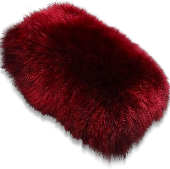 Andalus Brands Pure Australian Sheepskin Fluffy Car Center Console Cover, Luxurious Non-Shedding Furry Arm Rest Cover for Car, Versatile for All Seasons, Dark Red - (11.47" X 6.3")