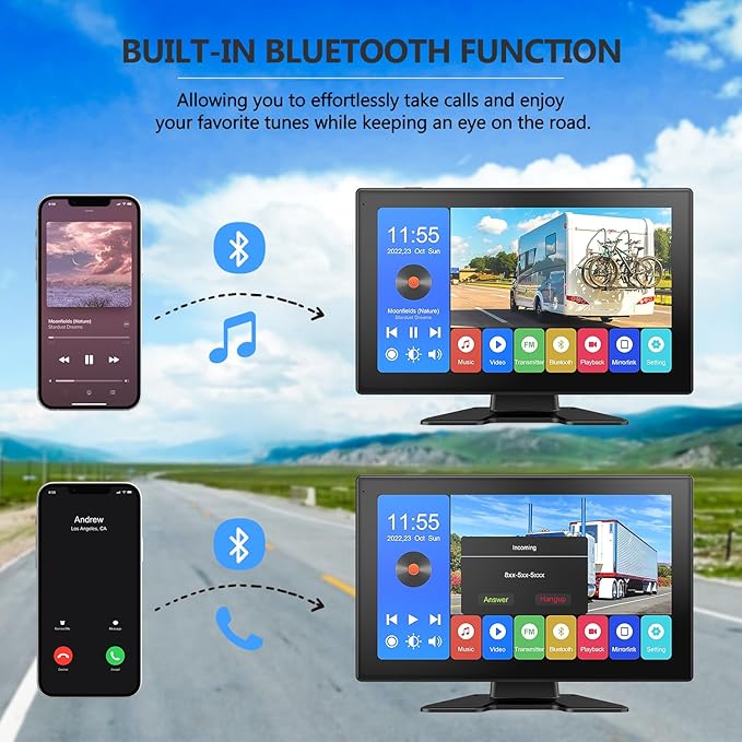 4K RV Backup Camera System 10.1" Quad Split Touchscreen Monitor 4 1080P HD Rear Side View Cameras DVR Recording Bluetooth Music USB Video Play IP69 Waterproof Night Vision for RV Truck Trailer