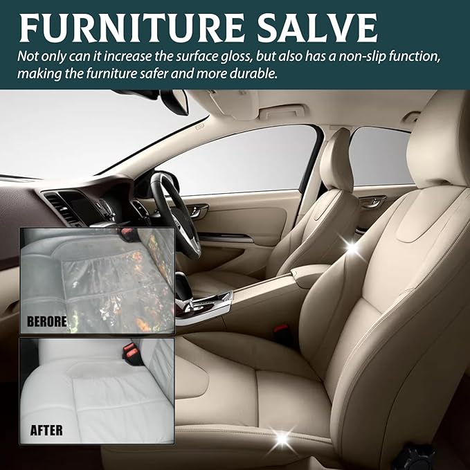 Leather Furniture Repair Salve & Brush Set – Cream & Wax Restorer for Couches, Chairs and Wood Surfaces – Conditioning Wood Balm for Scratches & Fading