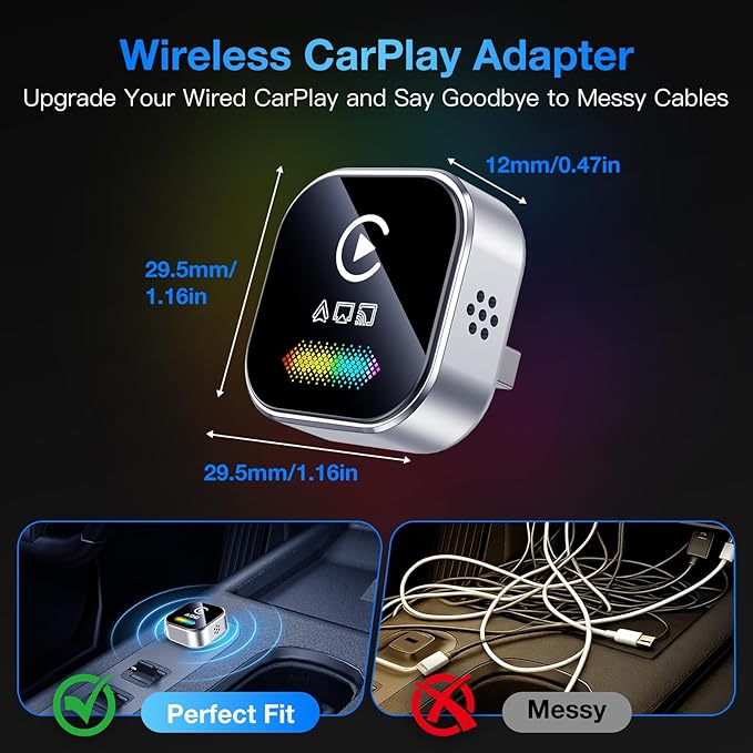 4-in-1 Wireless CarPlay & Android Auto Dongle, 5-Second Auto Connect, Low Latency Screen Mirroring.Convert Wired to Wireless for Car,USB A/C (Silver)
