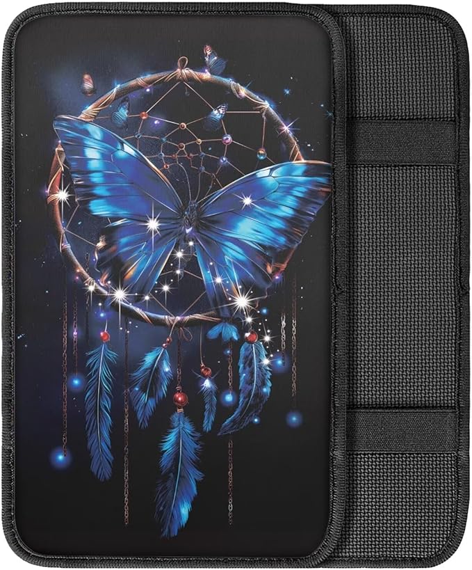 Dream Catcher Center Console Cover for Car Breathable Auto Armrest Cover Auto Center Console Armrest Cushion Cover Pad for Women Men Dream Catcher Car Accessories