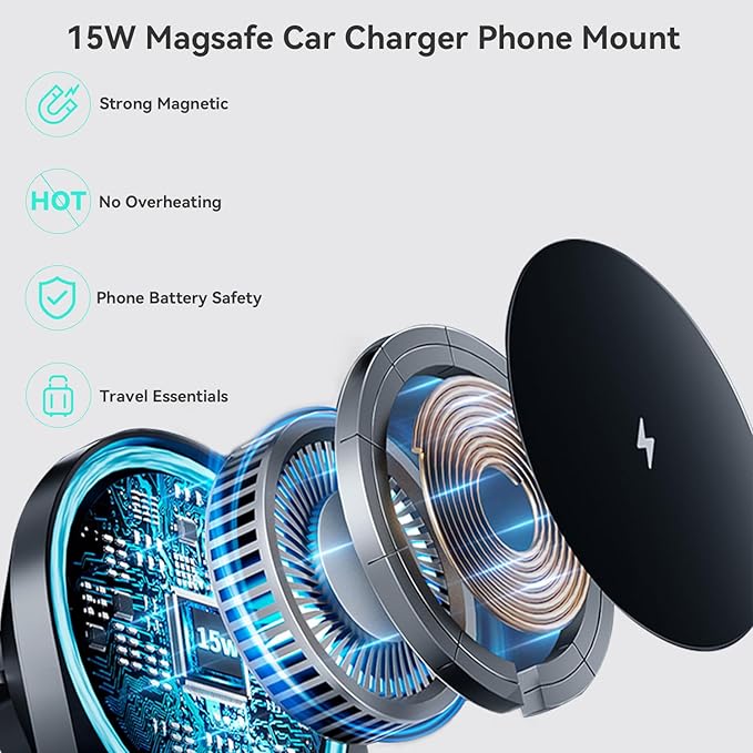 for MagSafe Tundra/Sequoia Mount Charger, Exclusive fits for 2026-2022 Toyota Tundra and 2026-2023 Toyota Sequoia, Compatible with iPhone 17-12 Series, Intelligent Heat Dissipation