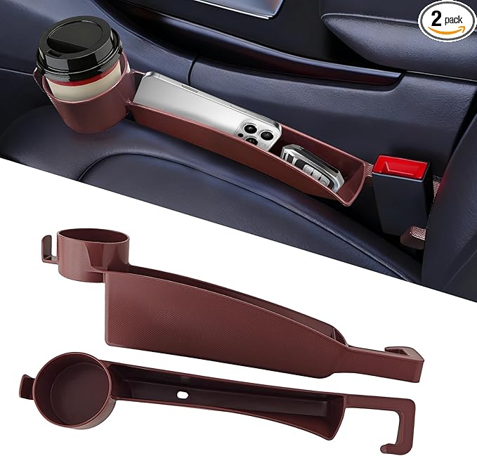 2PCS Car Seat Gap Filler Organizer, Console Side Organizer, Seats Gap Organizer with Phone Holder, Multifunctional Car Seat Filler Gap Space Prevents Things Dropping for Most Vehicles (Red)