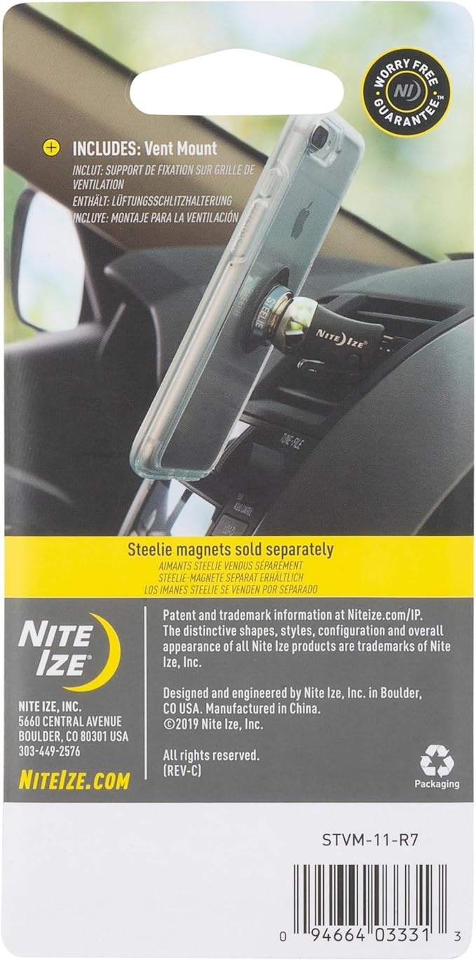 Nite Ize Steelie Vent Mount - Additional Car Vent Mount for Cell Phones - Compatible Phone Accessories for Steelie Magnetic Phone Mounting System