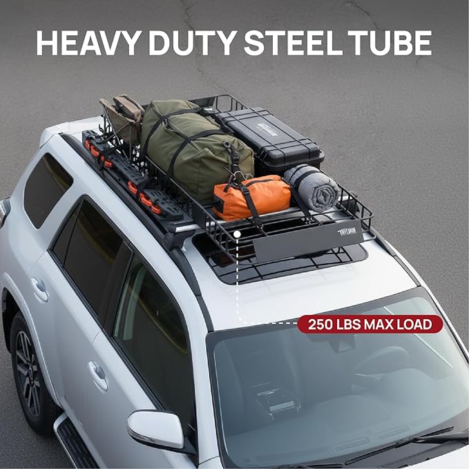 TUFFIOM 84"x 39"x 6" Rooftop Cargo Carrier, Universal Steel Roof Rack Basket w/Net+Storage Bag+Straps, Heavy Duty Extensionable Car Top Rack Luggage Holder Carrier Basket for SUV Car Truck Van