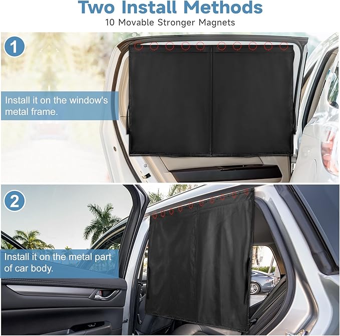 Car Window Shades for Baby, Side Window Sun Shades Blocks Heat and UV Rays Glare,Magnetic Car Privacy Safe Curtains for Back Windows, Camping Accessories