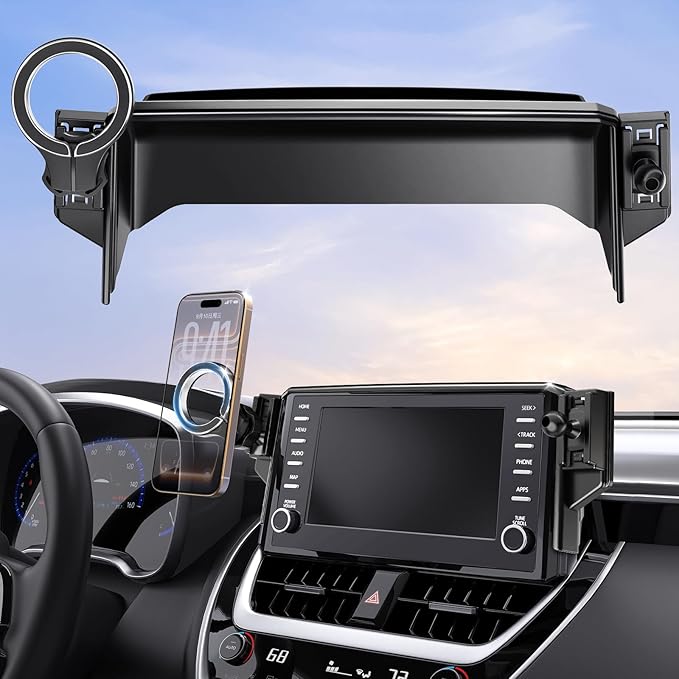 Phone Holder for Toyota Corolla 2026 2025 2024 2023 2022 2021 2020 & Corolla Cross 2022-2026 Accessories: (Fits 8 inch Screen)(Compatible with MagSafe) Magnetic Cell Car Mount for iPhone Samsung