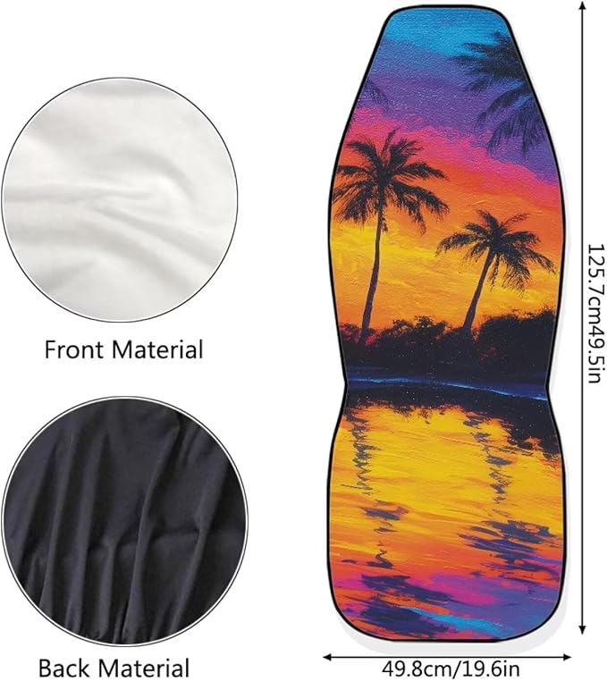Hawaiian Tropical Palm Tree Print Car Seat Cover for Men Women Soft Breathable Automotive Interior Protector Universal Fit for Car SUV Sedan Truck