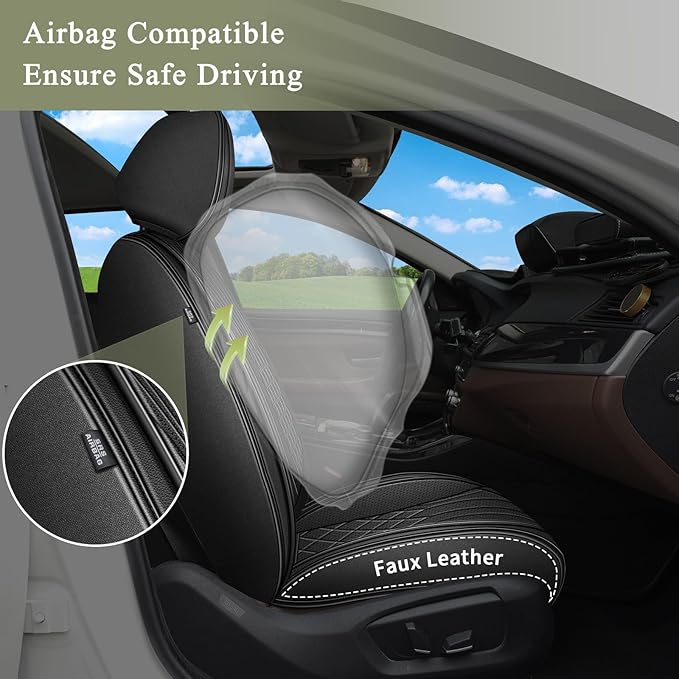 Full Set Car Seat Covers for Mazda 6 2010-2021 Mazda6: Breathable Perforated Leather Seat Cover (Black)