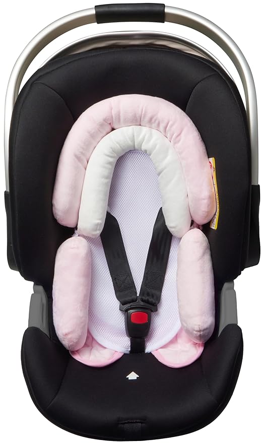 Pro Goleem Breathable 3-in-1 Baby Car Seat Head Support, Soft Infant Car Seat Insert, Carseat Cushion for Newborn, Perfect for Car Seat, Strollers, Swings, Carrier, Bouncer, Pink and White