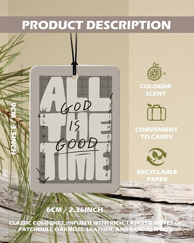 Retro Christian Cologne Car Air Freshener 4 Pcs, Neutral Bible Verses Hanging Air Freshener for Cars Bathroom Dorm Books Decor, Vintage Religious Accessories Gifts for Women Men